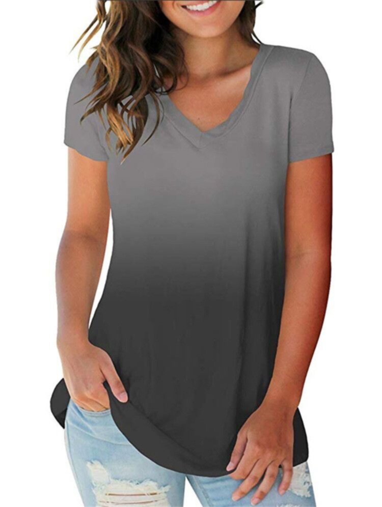 Women OEM T-Shirt with V-Neck Rich Color for Summer